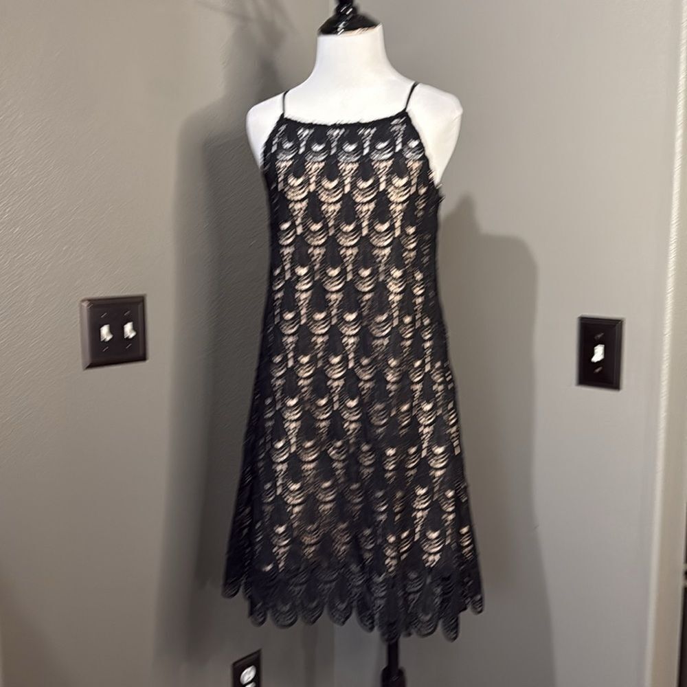 RnB Elegant Black Lace Mini Dress